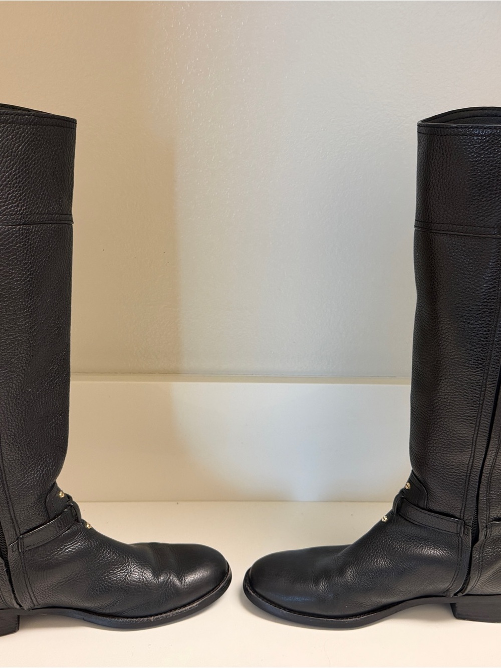 Pre-Loved Tory Burch Marlene Tumbled Black Leather Riding Boots - Picture 6 of 12